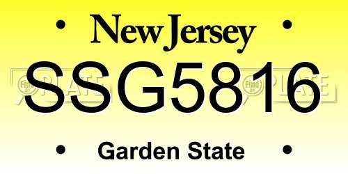 SSG5816 New Jersey License Plate