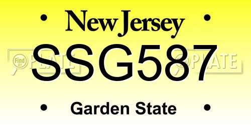 SSG587 New Jersey License Plate