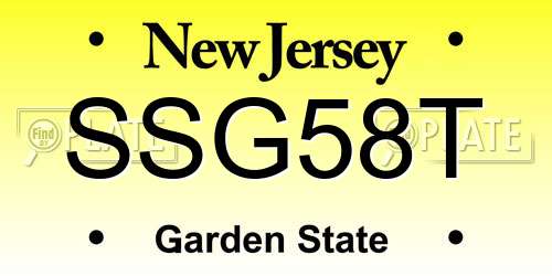 SSG58T New Jersey License Plate