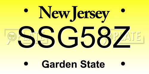 SSG58Z New Jersey License Plate