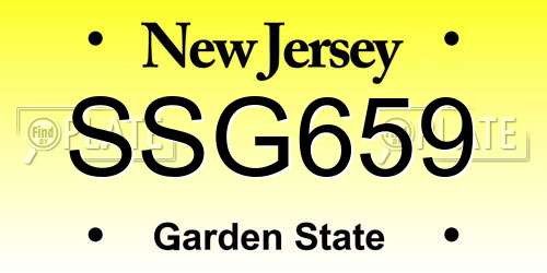 SSG659 New Jersey License Plate