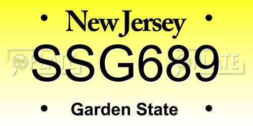 SSG689 New Jersey License Plate