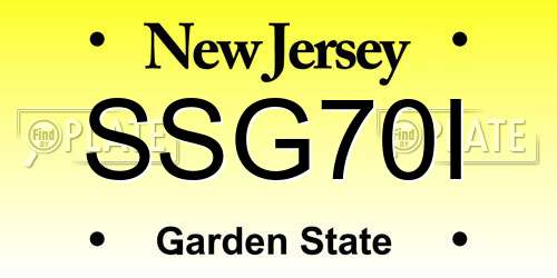 SSG70I New Jersey License Plate