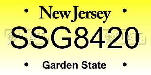 SSG8420 New Jersey License Plate