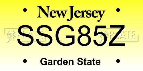 SSG85Z New Jersey License Plate