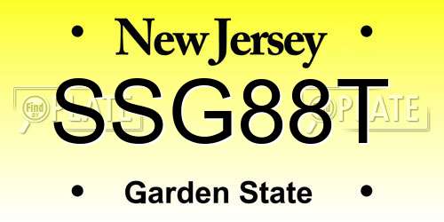 SSG88T New Jersey License Plate
