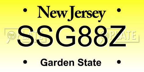 SSG88Z New Jersey License Plate