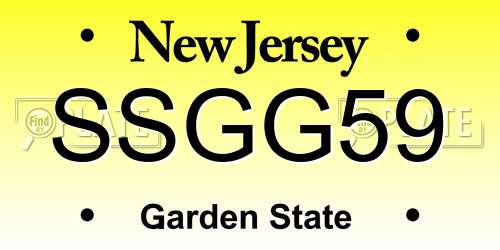 SSGG59 New Jersey License Plate