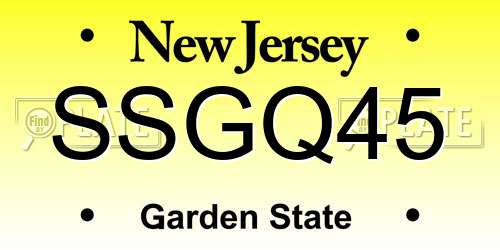 SSGQ45 New Jersey License Plate