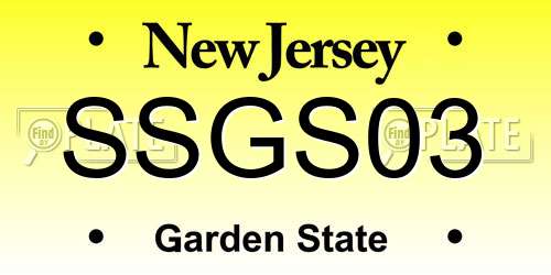 SSGS03 New Jersey License Plate