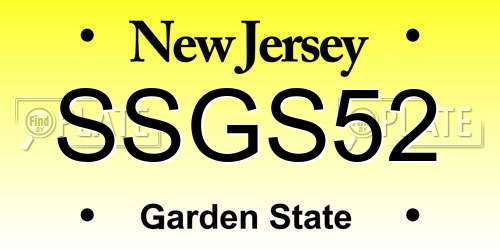 SSGS52 New Jersey License Plate
