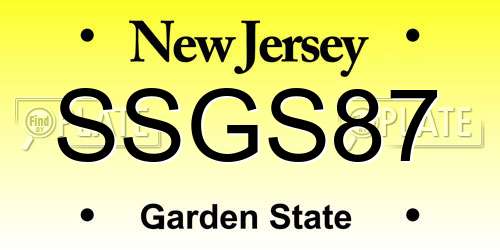 SSGS87 New Jersey License Plate