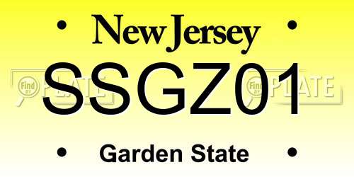 SSGZ01 New Jersey License Plate