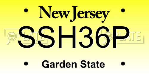 SSH36P New Jersey License Plate