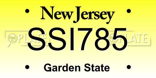 SSI785 New Jersey License Plate