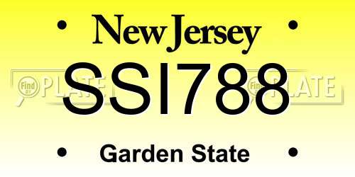 SSI788 New Jersey License Plate