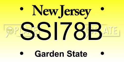 SSI78B New Jersey License Plate