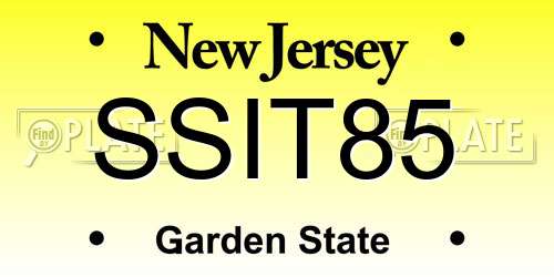 SSIT85 New Jersey License Plate