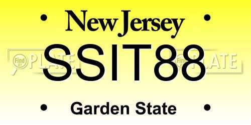 SSIT88 New Jersey License Plate