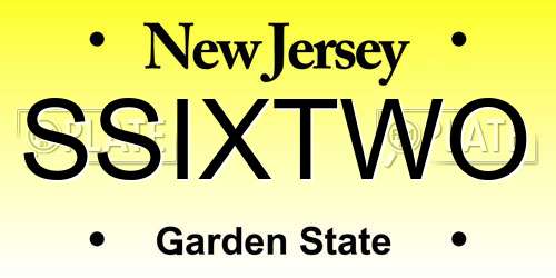 SSIXTWO New Jersey License Plate