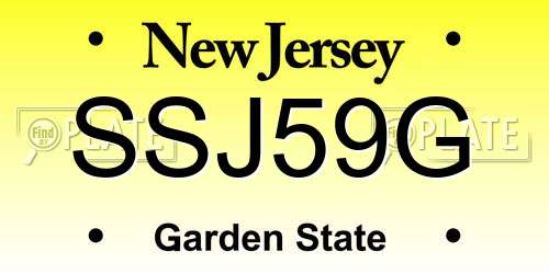 SSJ59G New Jersey License Plate