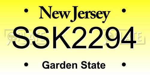 SSK2294 New Jersey License Plate