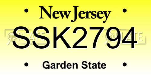 SSK2794 New Jersey License Plate