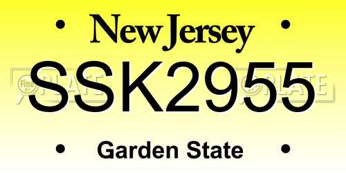 SSK2955 New Jersey License Plate
