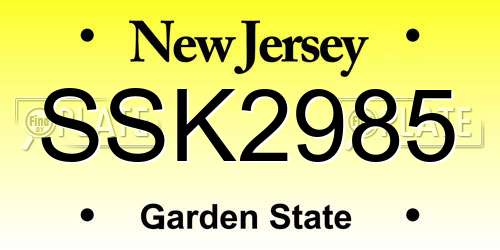 SSK2985 New Jersey License Plate