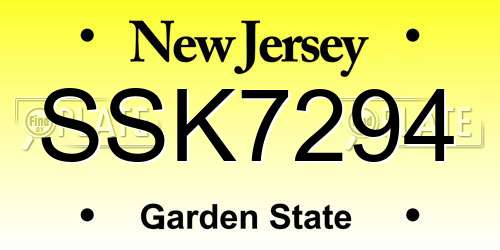 SSK7294 New Jersey License Plate