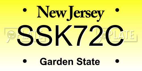 SSK72C New Jersey License Plate