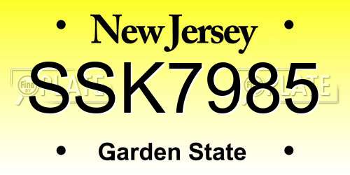 SSK7985 New Jersey License Plate