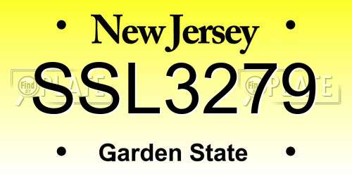 SSL3279 New Jersey License Plate