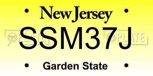 SSM37J New Jersey License Plate