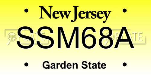 SSM68A New Jersey License Plate