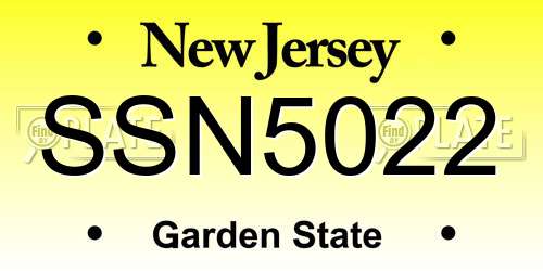SSN5022 New Jersey License Plate