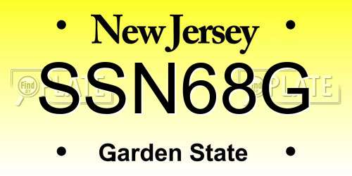 SSN68G New Jersey License Plate