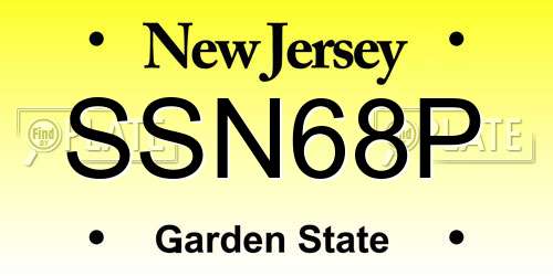 SSN68P New Jersey License Plate
