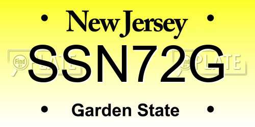SSN72G New Jersey License Plate