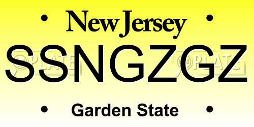 SSNGZGZ New Jersey License Plate
