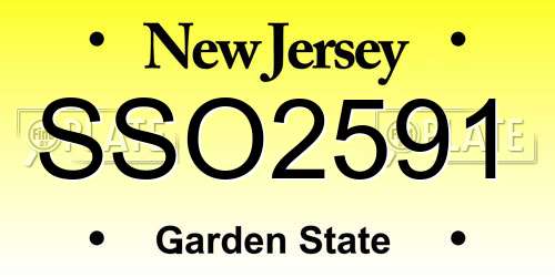 SSO2591 New Jersey License Plate