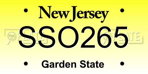 SSO265 New Jersey License Plate