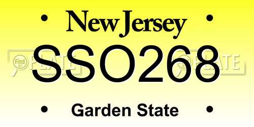 SSO268 New Jersey License Plate