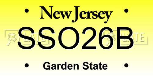 SSO26B New Jersey License Plate