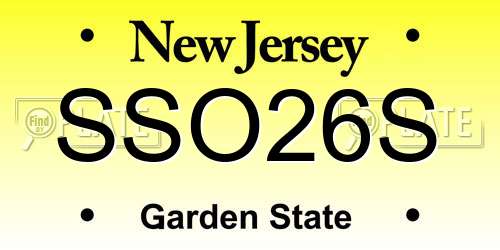SSO26S New Jersey License Plate