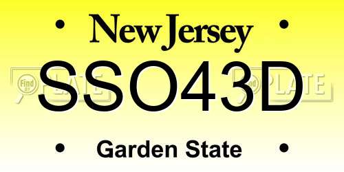 SSO43D New Jersey License Plate