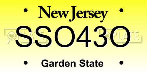 SSO43O New Jersey License Plate