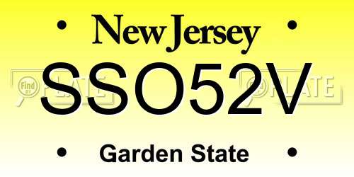 SSO52V New Jersey License Plate