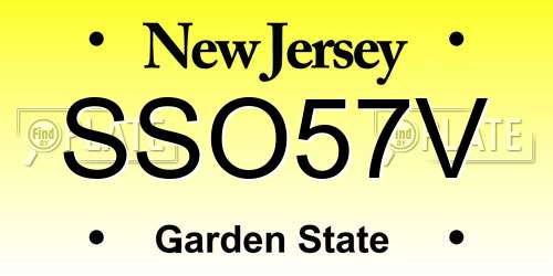 SSO57V New Jersey License Plate