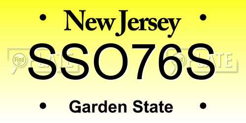 SSO76S New Jersey License Plate
